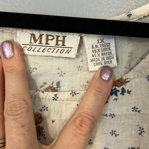 MPH Collection Ditzy Floral Linen Shift Dress Size 1X - Picture 3 of 5